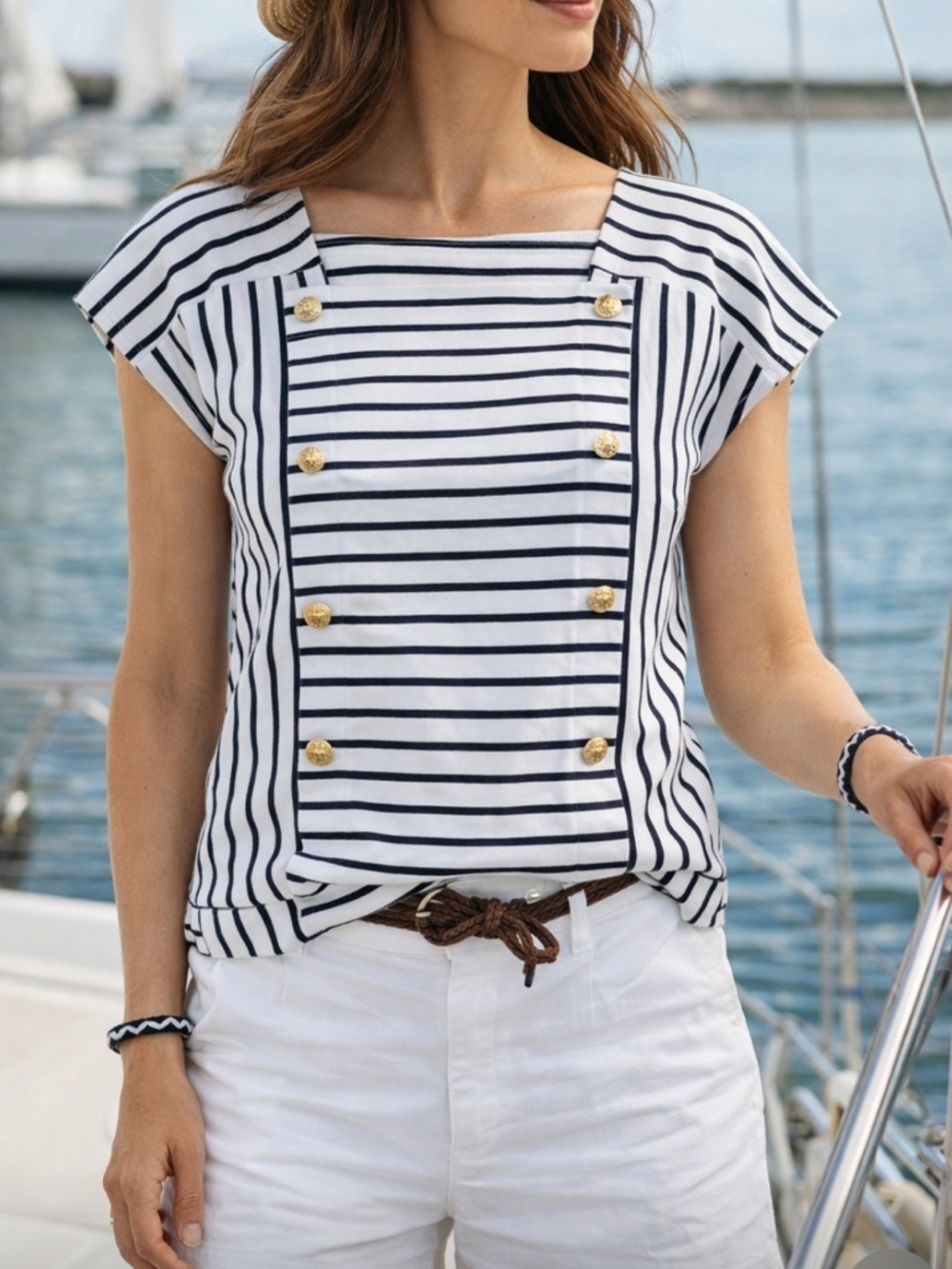 LEO & UGO Nautical Striped Short Sleeve Shirt Size 1 / Size Small